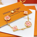 Geometric Emblem Bracelet in Gold-Tone – Pink Detail – Design 002 main product view