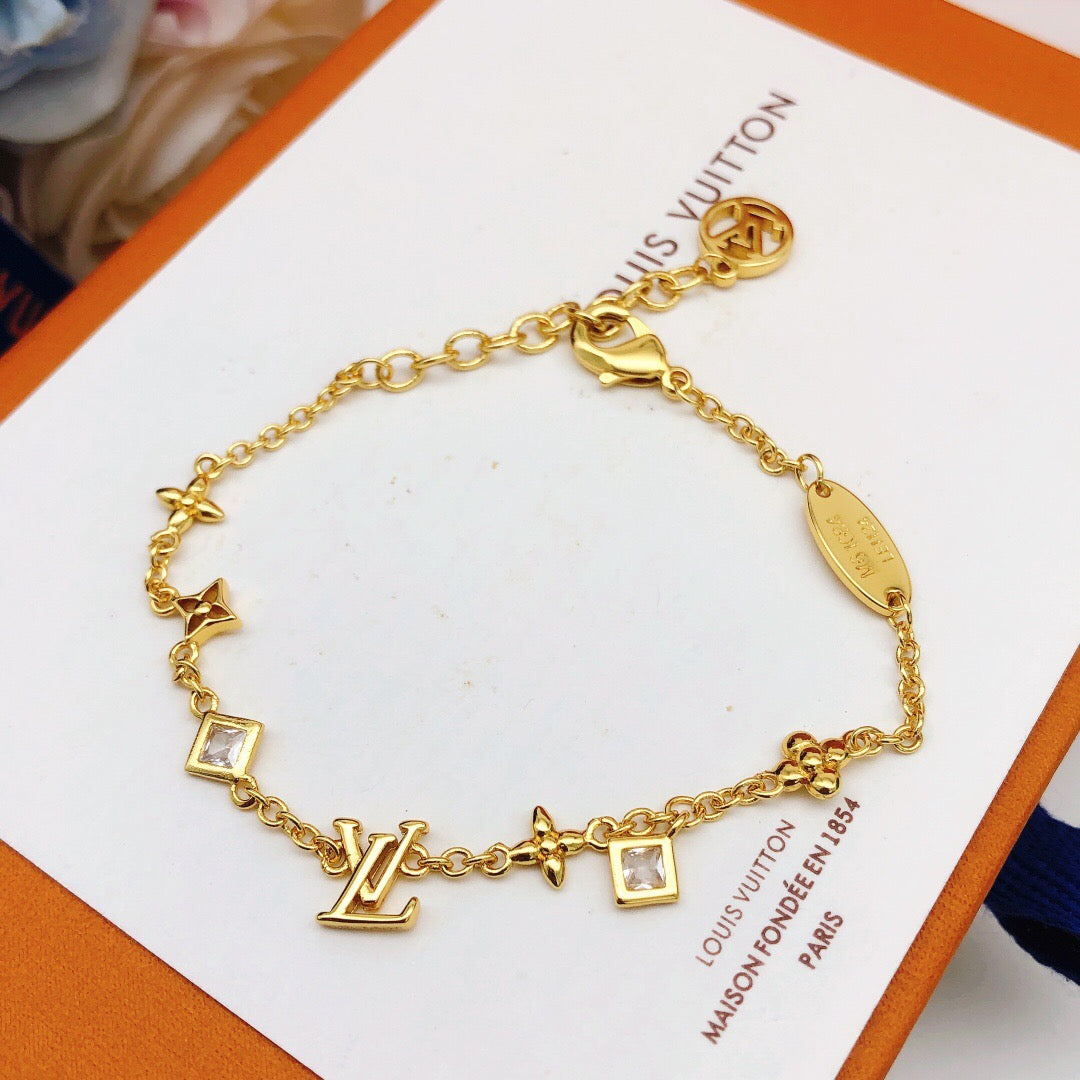Geometric Emblem Bracelet in Gold-Tone – Design 025 front product view