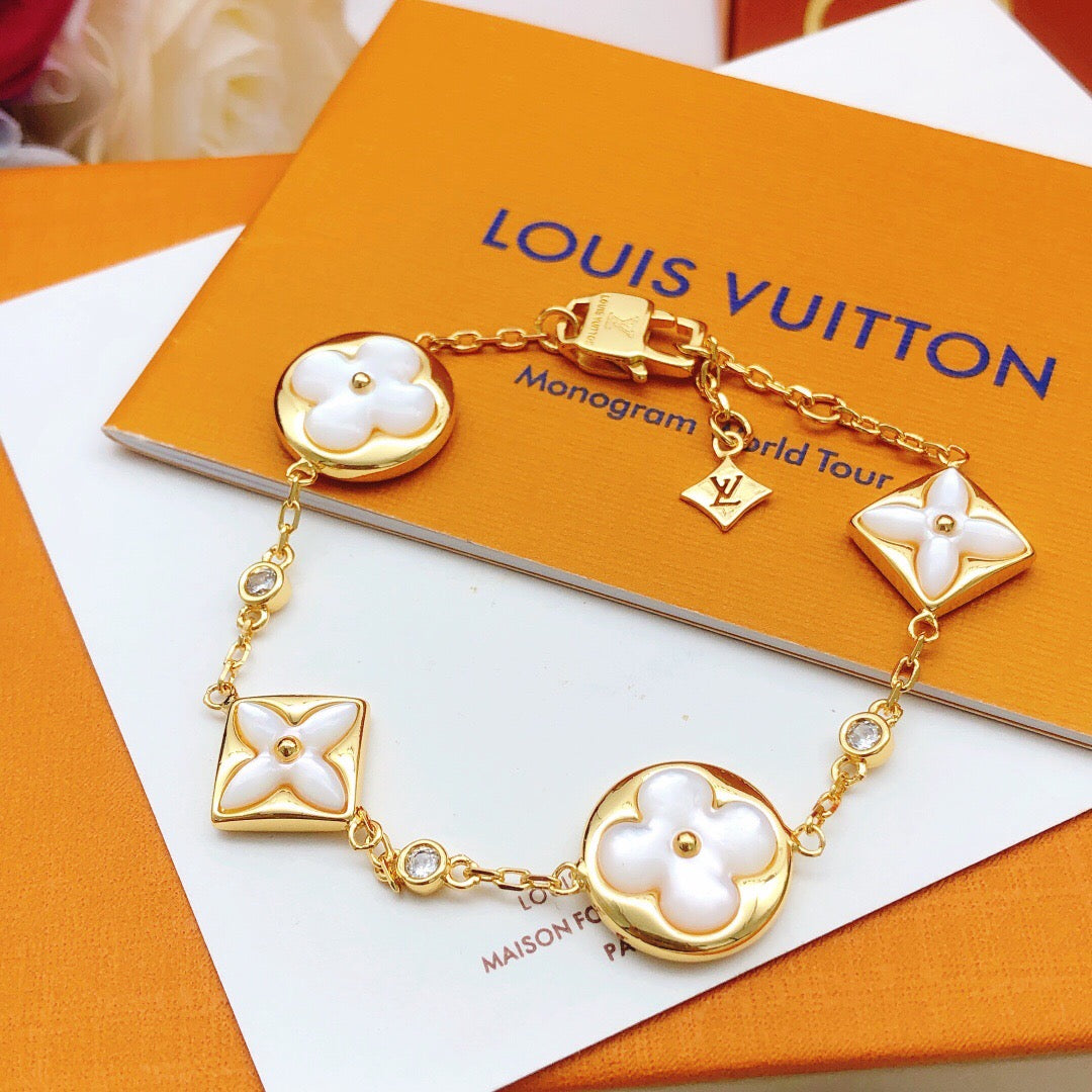 Geometric Emblem Bracelet in Gold-Tone – Design 013 front product view