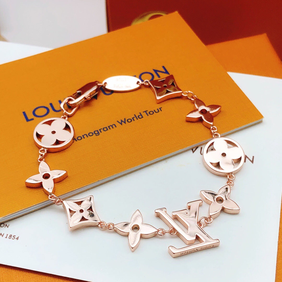Geometric Emblem Bracelet in Rose-Gold-Tone – Rose Gold Detail – Design 007 styled product view
