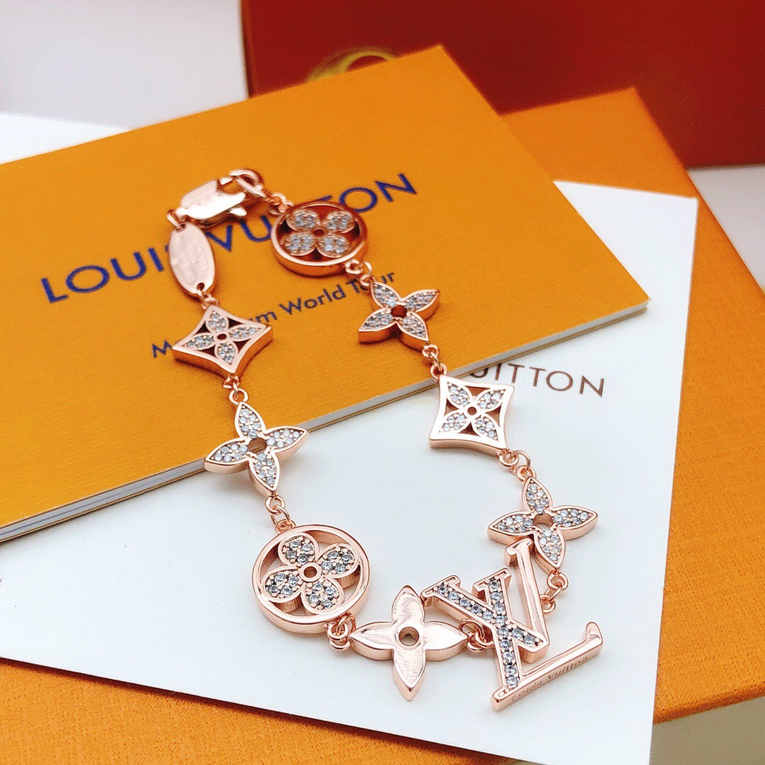 Geometric Emblem Bracelet in Rose-Gold-Tone – Rose Gold Detail – Design 007 front product view
