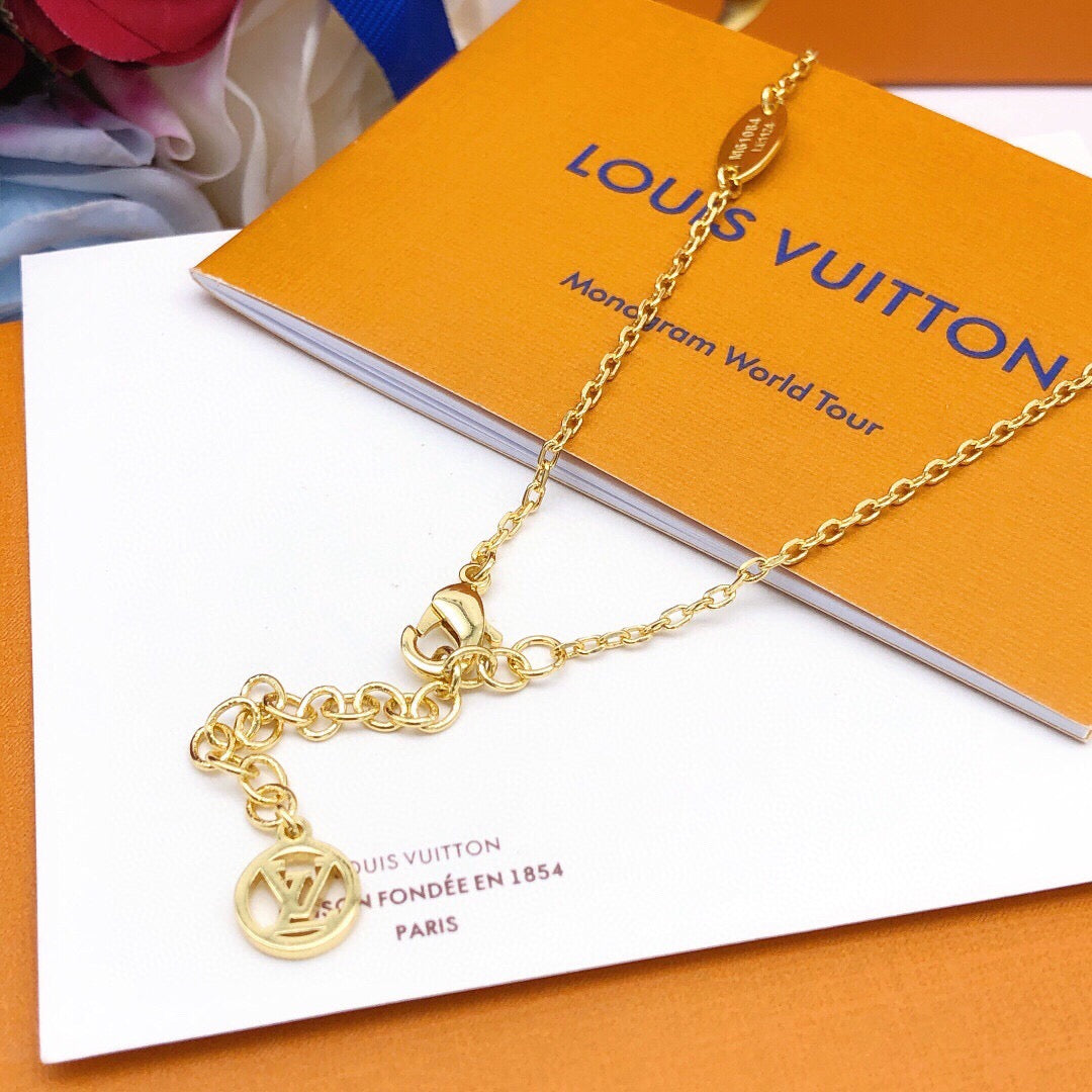 Geometric Emblem Pendant Necklace in Gold-Tone – Design 024 styled product view