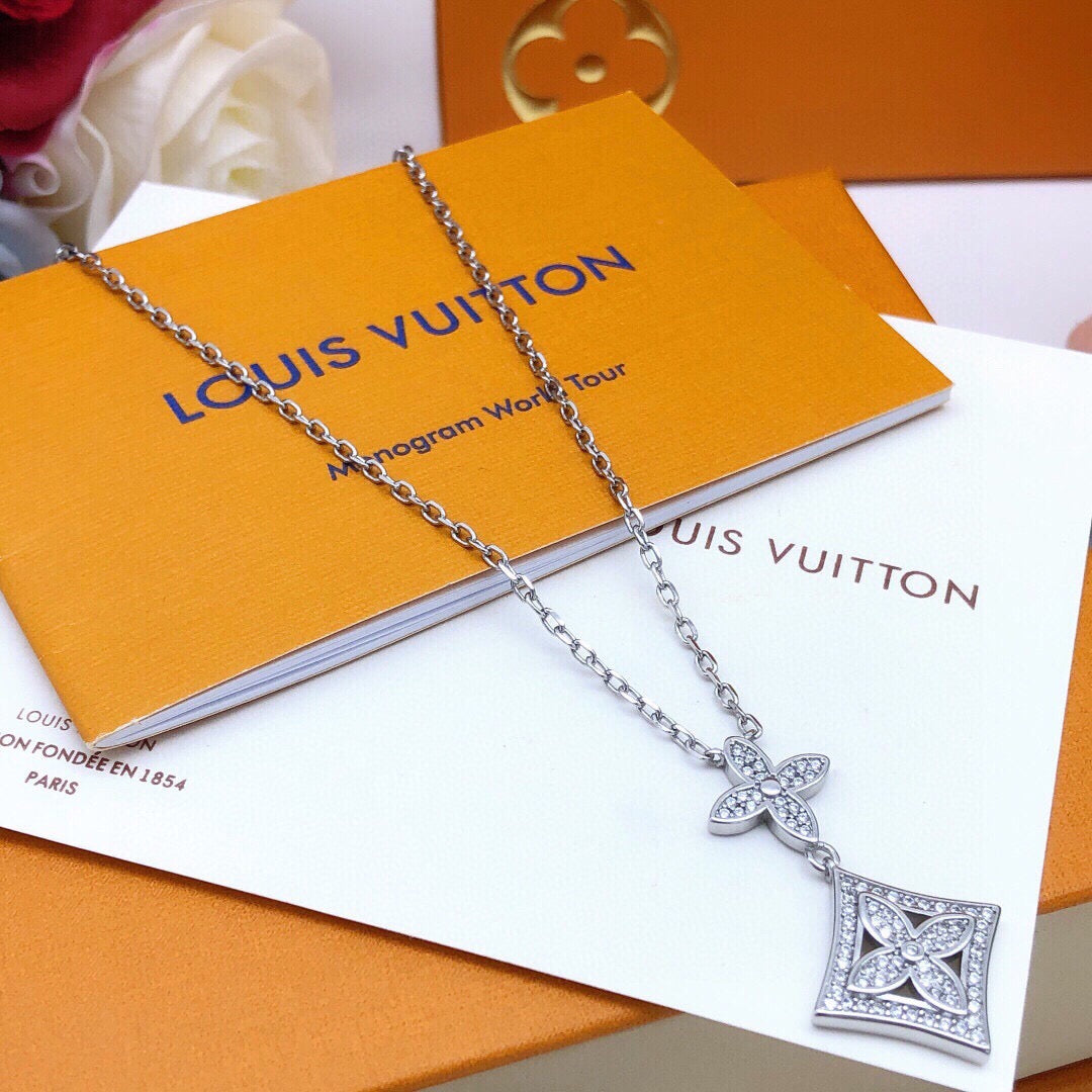 Geometric Emblem Pendant Necklace in Silver-Tone – Silver Detail – Design 002 front product view