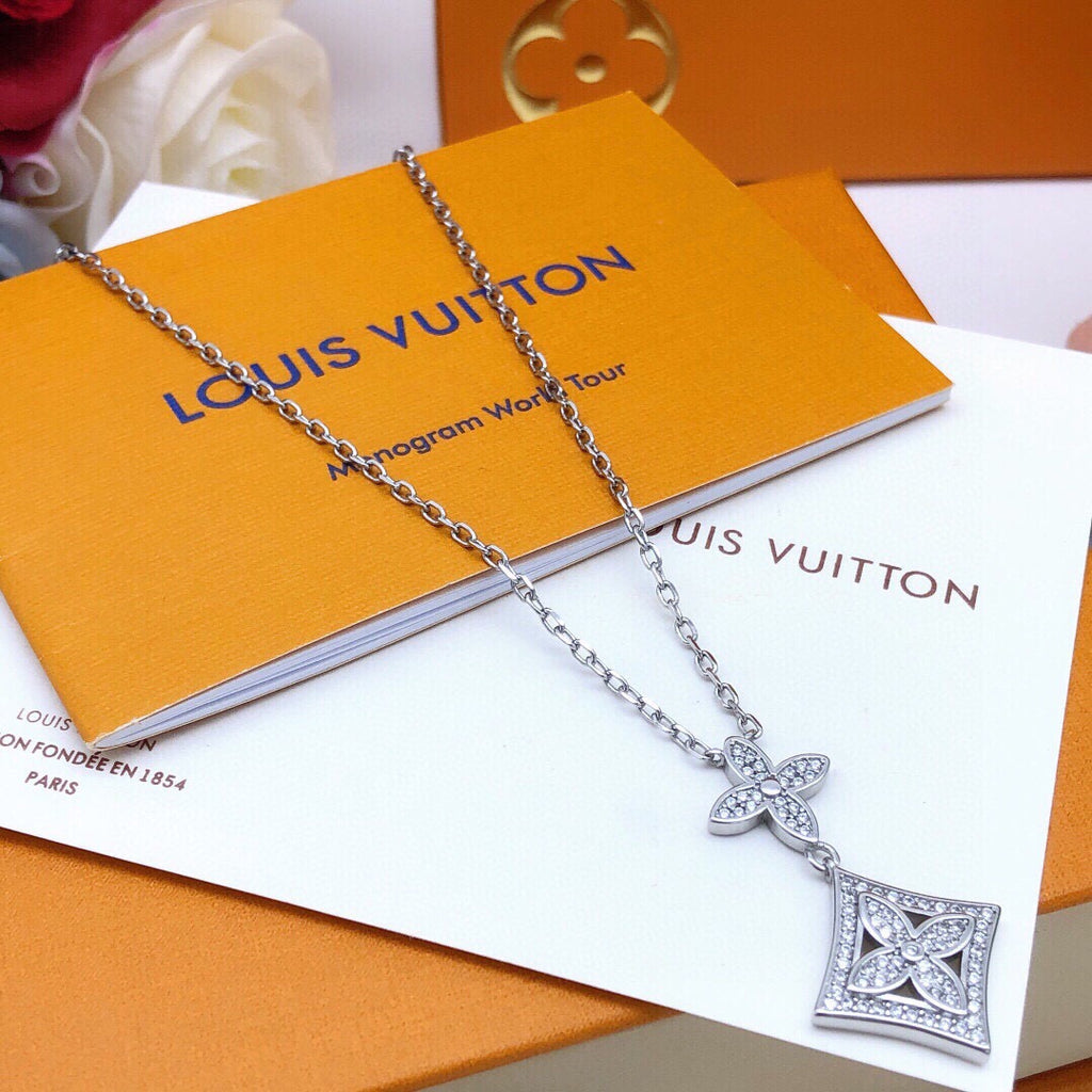 Geometric Emblem Pendant Necklace in Silver-Tone – Silver Detail – Design 003 front product view