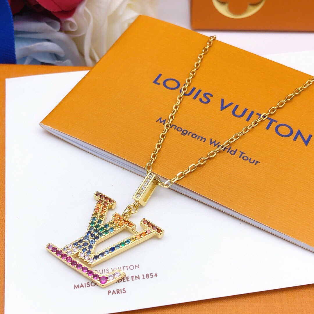 Geometric Emblem Pendant Necklace in Gold-Tone – Design 023 main product view