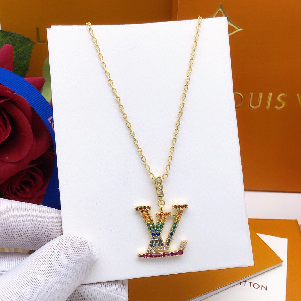 Geometric Emblem Pendant Necklace in Gold-Tone – Design 023 side detail