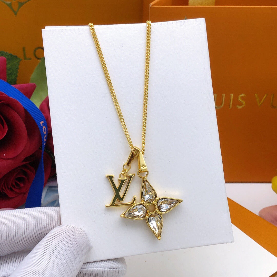 Geometric Emblem Pendant Necklace in Gold-Tone – Design 022 main product view