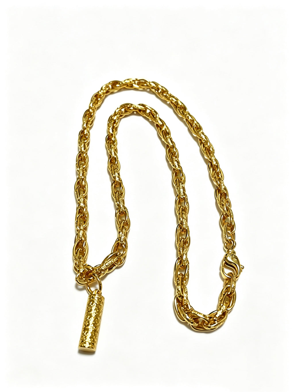Signature Emblem Pendant Necklace in Polished Metal-Tone – Design 022 front product view