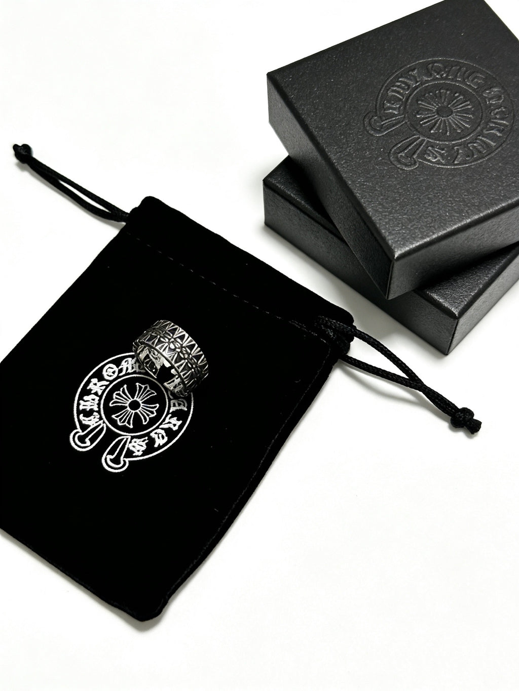 Signature Emblem Statement Ring in Polished Metal-Tone – Design 015 close-up detail