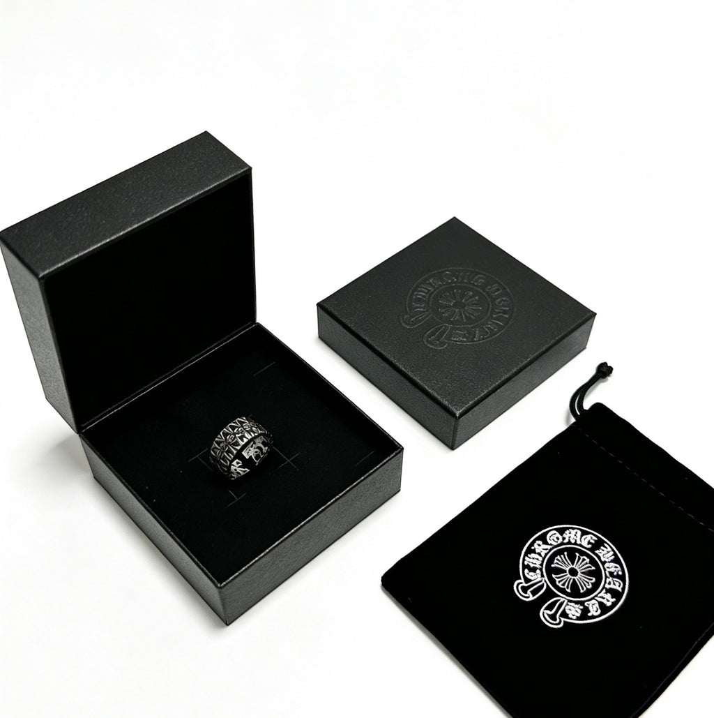 Signature Emblem Statement Ring in Polished Metal-Tone – Design 015 front product view