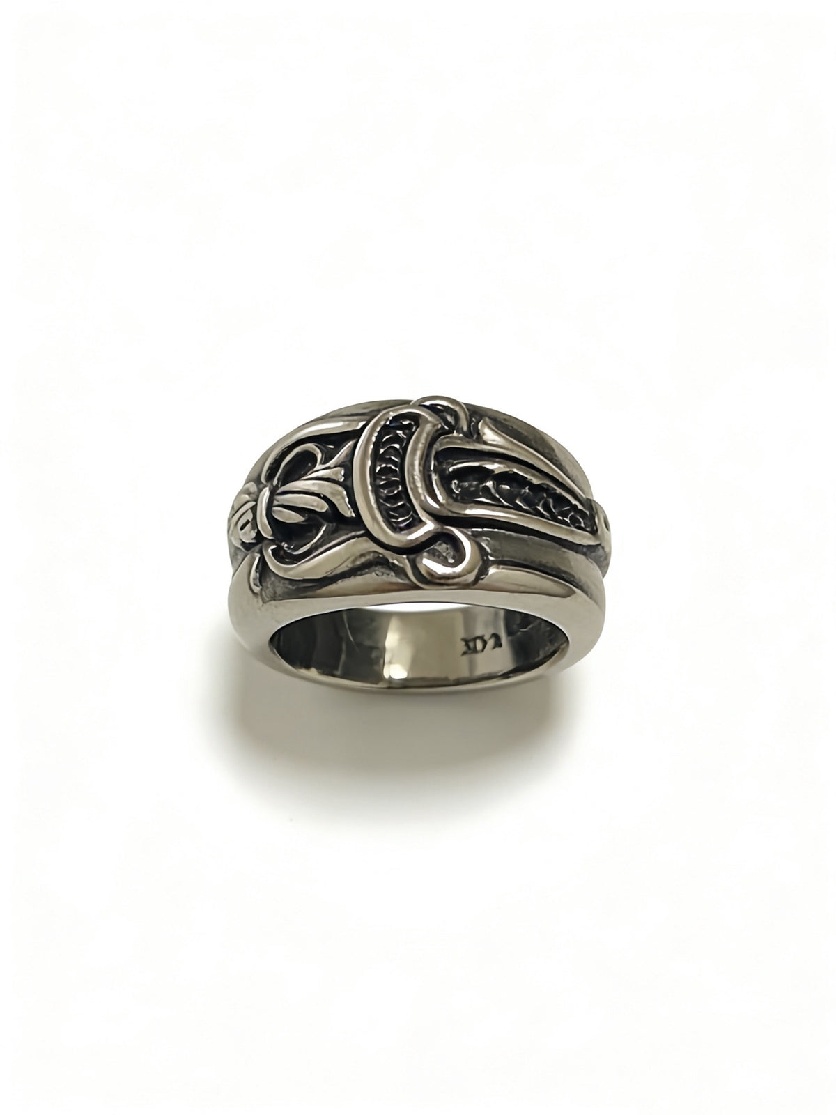 Signature Emblem Statement Ring in Polished Metal-Tone – Design 017 main product view