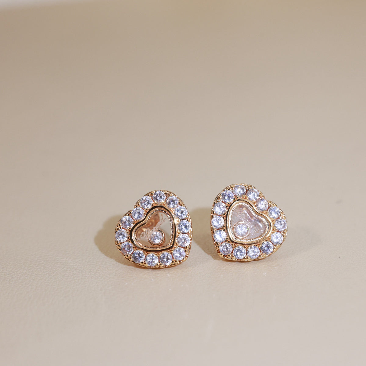 Heart Crystal-Accent Stud Earrings – Heart Detail main product view