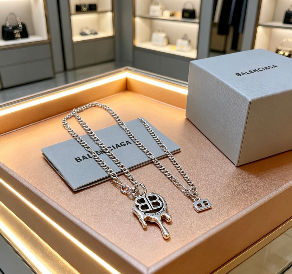 Geometric Emblem Pendant Necklace in Polished Metal-Tone – Vintage Detail – Design 029 main product view