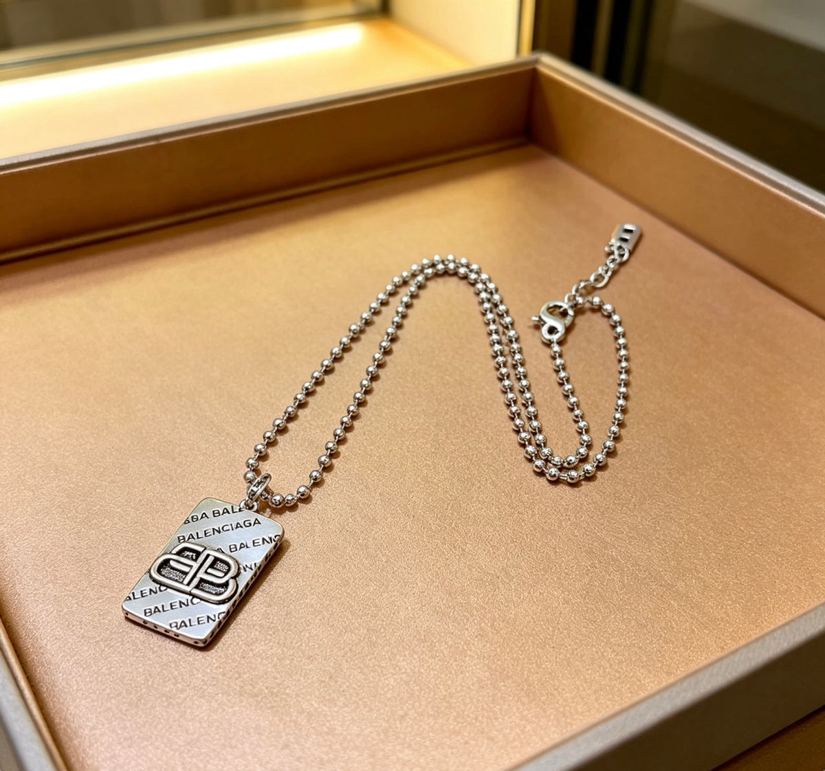 Geometric Emblem Pendant Necklace in Polished Metal-Tone – Vintage Detail – Design 027 main product view