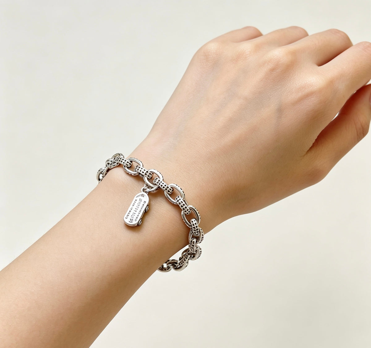 Geometric Emblem Bracelet in Polished Metal-Tone – Design 009 styled product view