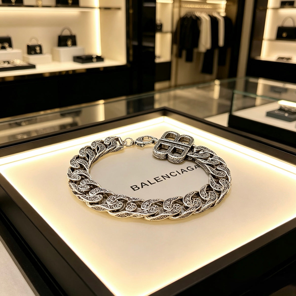 Geometric Emblem Bracelet in Polished Metal-Tone – Design 016 main product view