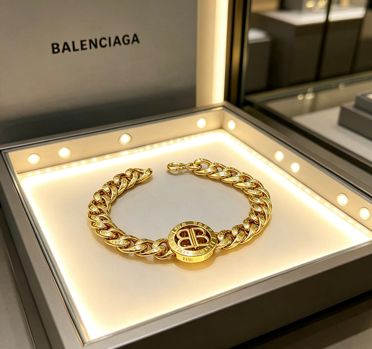 Geometric Emblem Bracelet in Polished Metal-Tone – Design 014 main product view