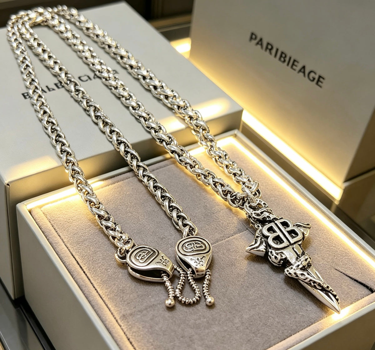 Geometric Emblem Pendant Necklace in Polished Metal-Tone – Vintage Detail – Design 023 detail view