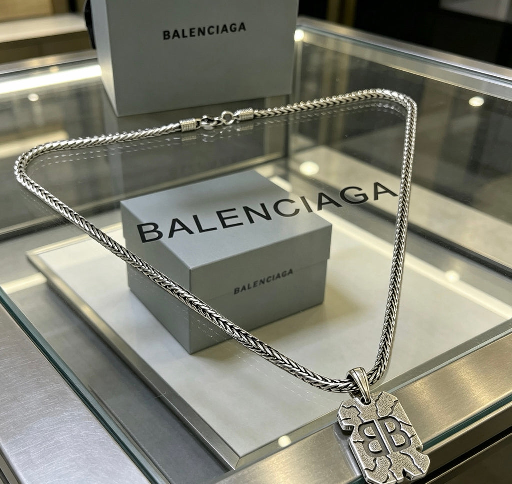 Geometric Emblem Pendant Necklace in Polished Metal-Tone – Vintage Detail – Design 018 main product view