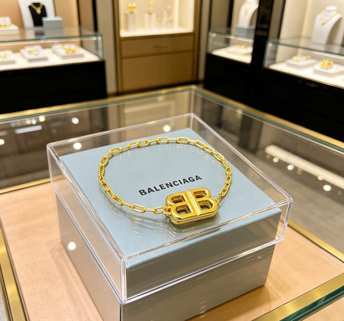 Geometric Emblem Bracelet in Polished Metal-Tone – Design 012 front product view
