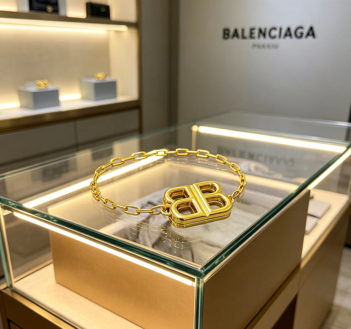 Geometric Emblem Bracelet in Polished Metal-Tone – Design 012 side detail