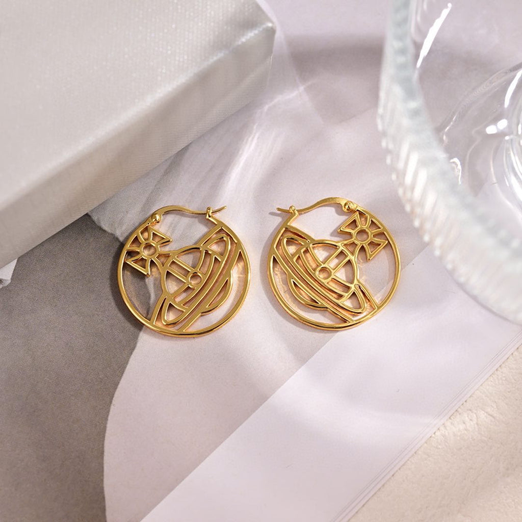 Orb Statement Earrings in Polished Metal-Tone – Design 004 detail view