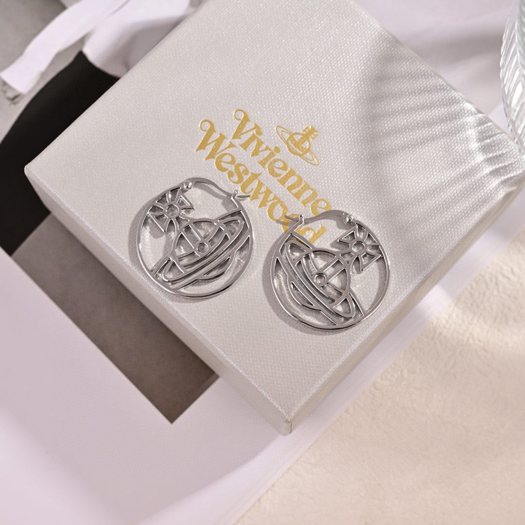 Orb Statement Earrings in Polished Metal-Tone – Design 004 side detail