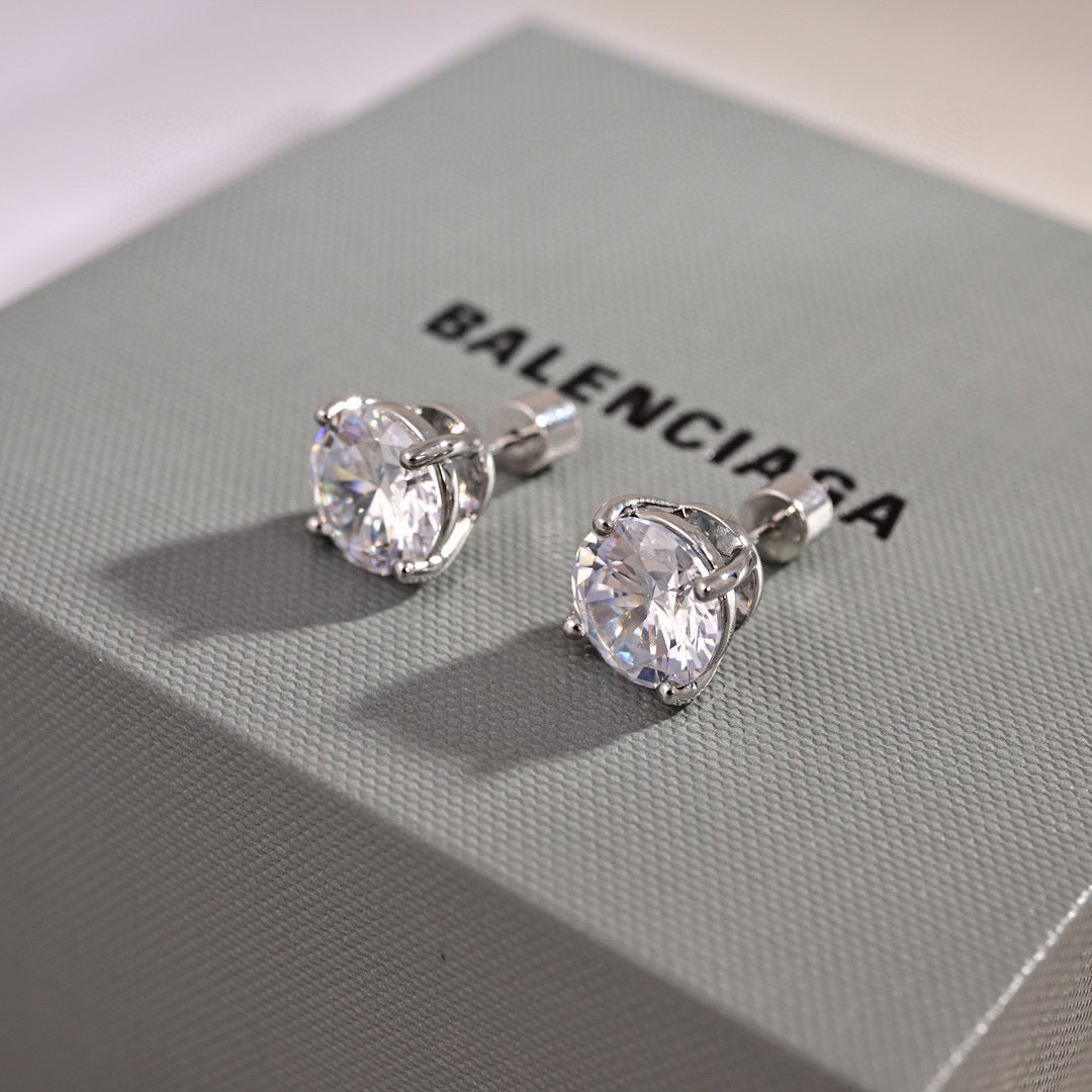 Geometric Emblem Stud Earrings in Gold-Tone – Design 001 detail view
