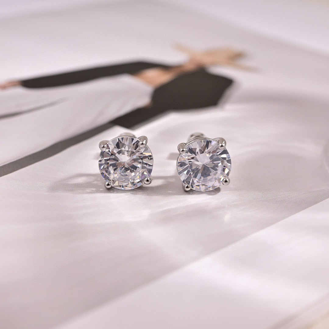 Geometric Emblem Stud Earrings in Gold-Tone – Design 001 front product view