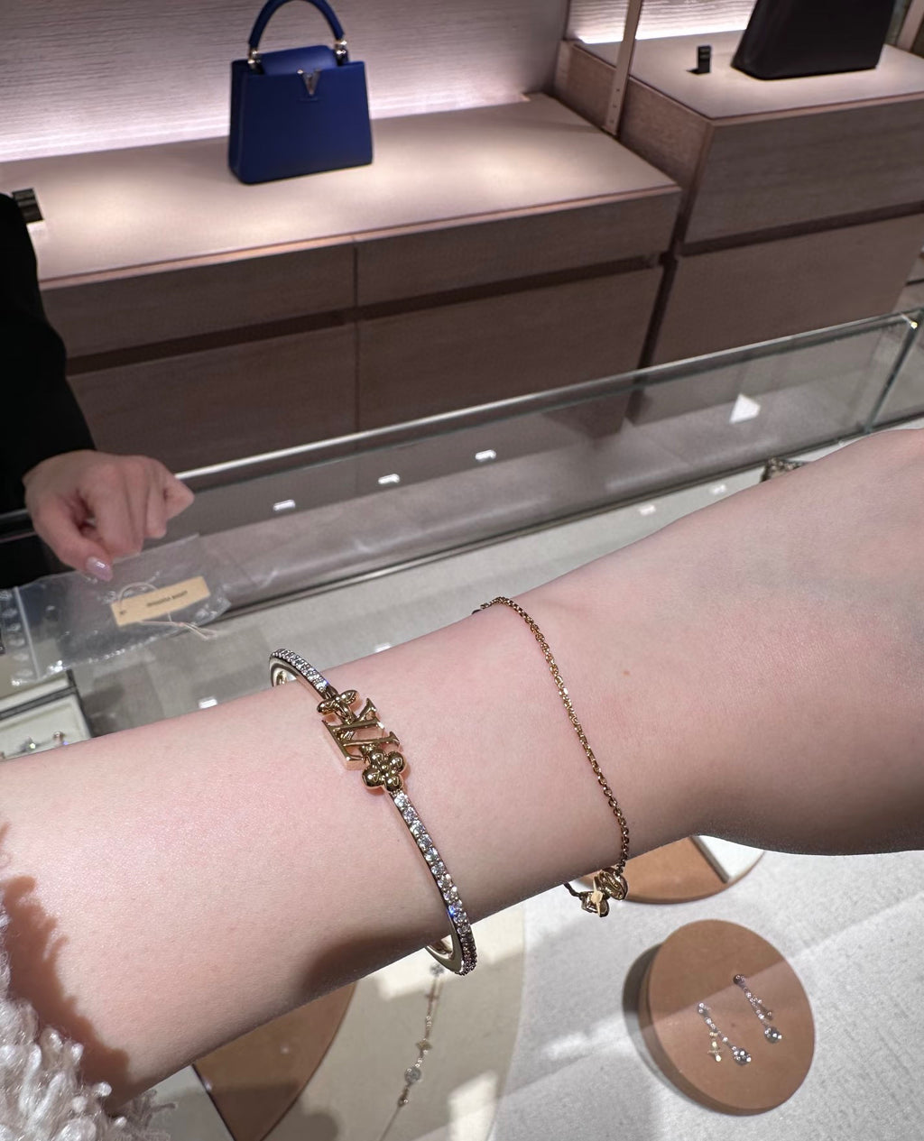 Letter Emblem Bangle in Polished Metal-Tone – Design 002 detail view