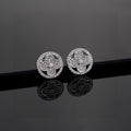Geometric Emblem Stud Earrings in Polished Metal-Tone – Design 002 main product view