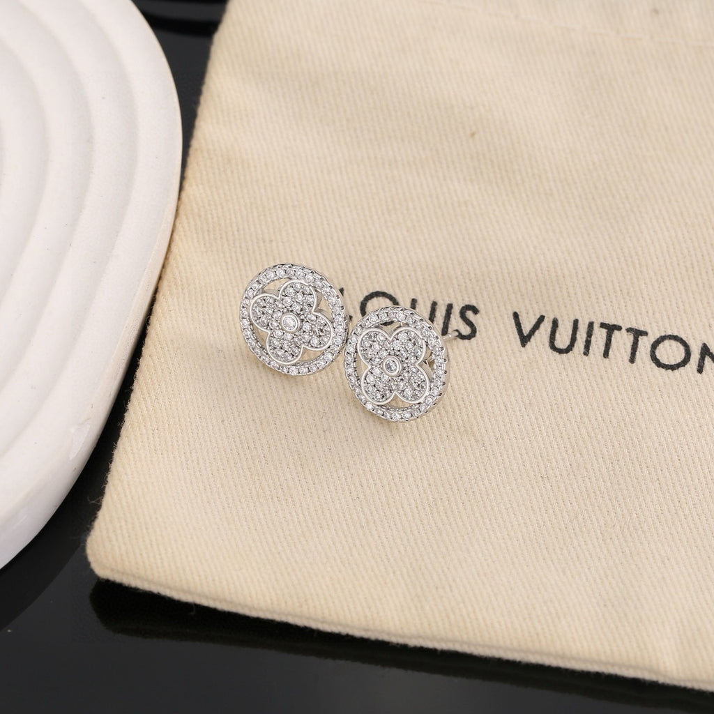 Geometric Emblem Stud Earrings in Polished Metal-Tone – Design 002 main product view