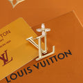 Letter Emblem Brooch in Polished Metal-Tone – Design 002 main product view