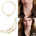 Letter Emblem Pendant Necklace in Polished Metal-Tone – Design 008 main product view