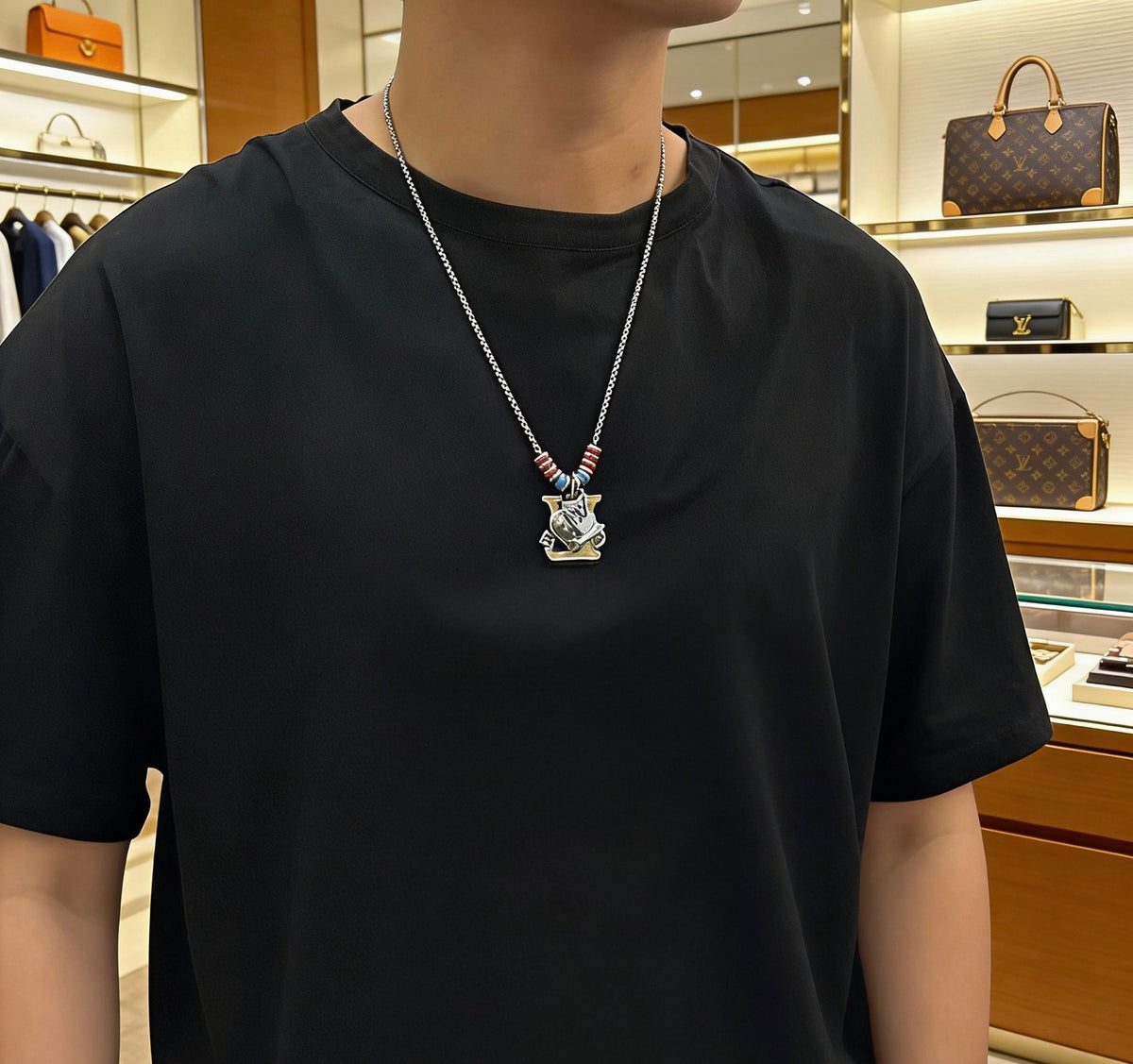 Chain Pendant Necklace in Silver-Tone – Design 003 front product view