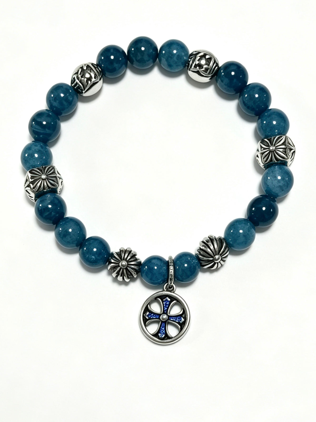 Signature Emblem Bracelet in Polished Metal-Tone – Design 004 front product view