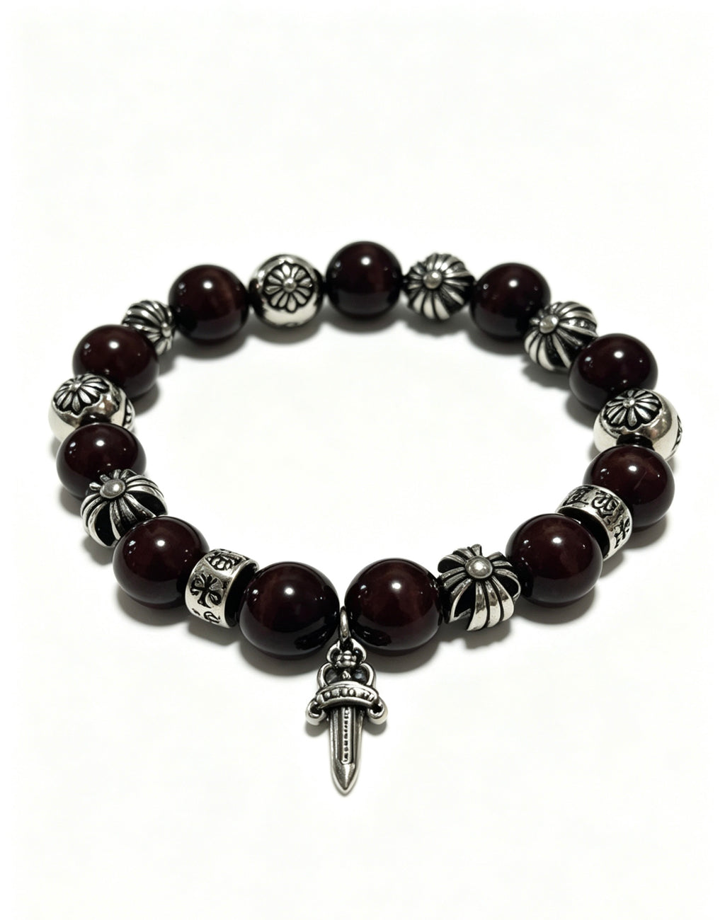 Cross Statement Bracelet in Antique Silver-Tone – Agate Detail main product view