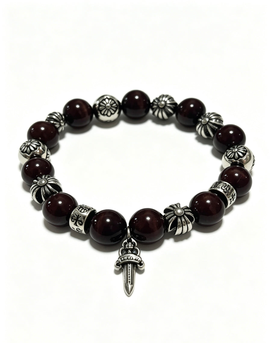 Cross Statement Bracelet in Antique Silver-Tone – Agate Detail main product view
