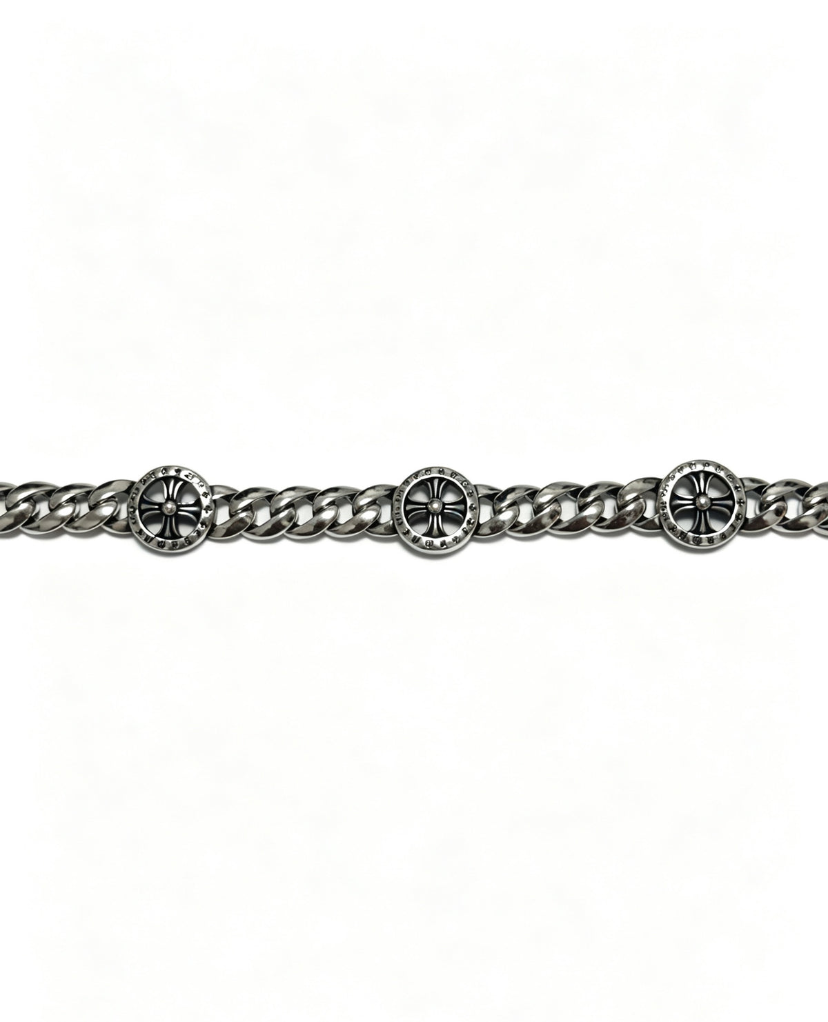 Cross Cuban-Link Bracelet in Antique Silver-Tone – Cuban Link – Design 02 main product view