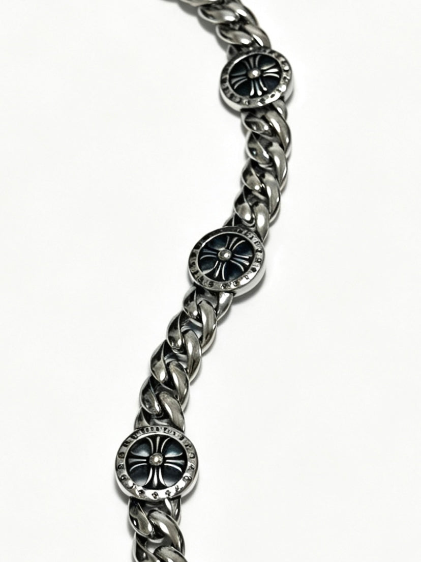 Signature Emblem Bracelet in Polished Metal-Tone – Design 002 front product view