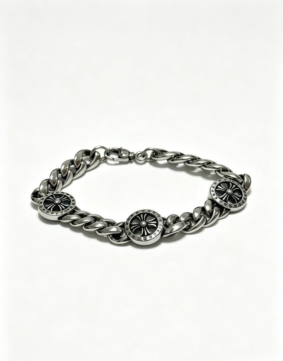 Signature Emblem Bracelet in Polished Metal-Tone – Design 002 main product view