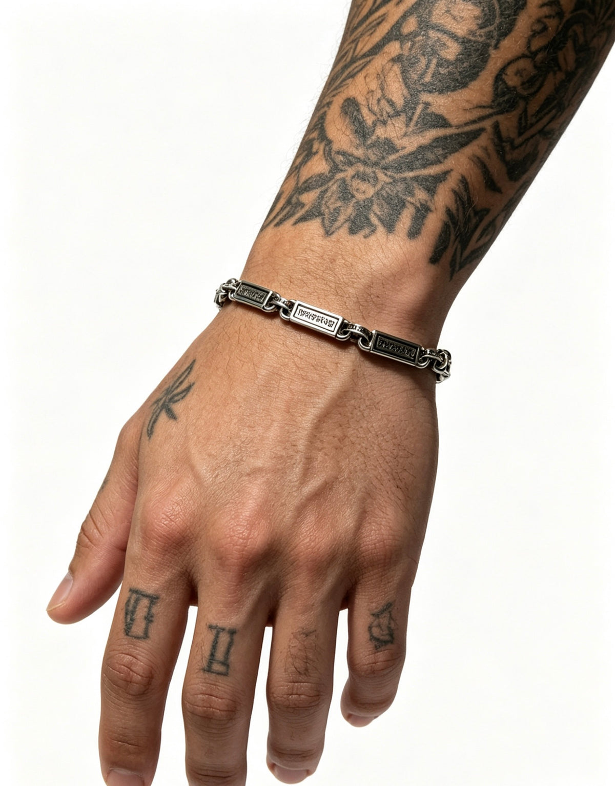 Signature Emblem Bracelet in Polished Metal-Tone – Design 001 detail view