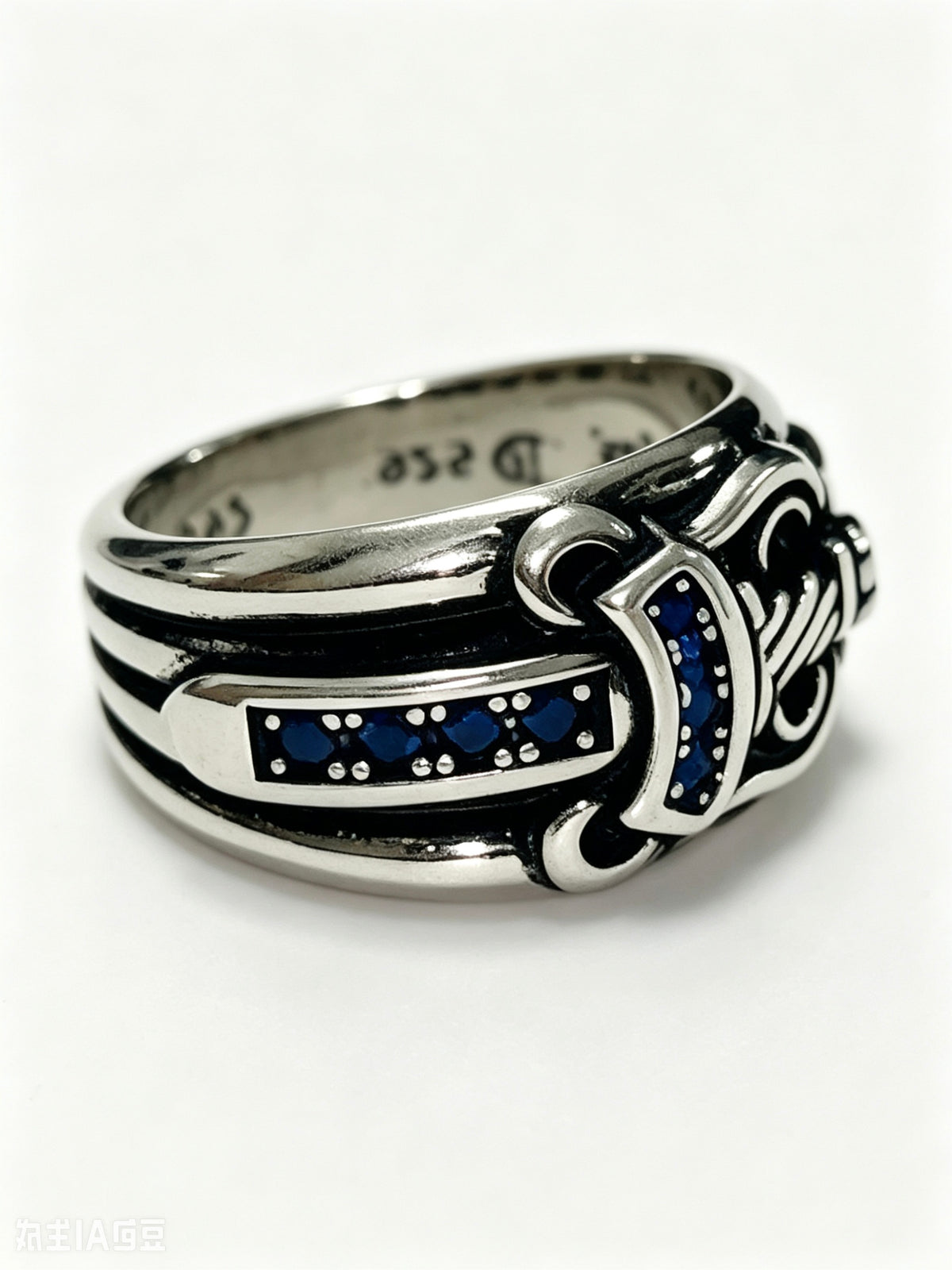 Signature Emblem Statement Ring in Polished Metal-Tone – Design 009 close-up detail