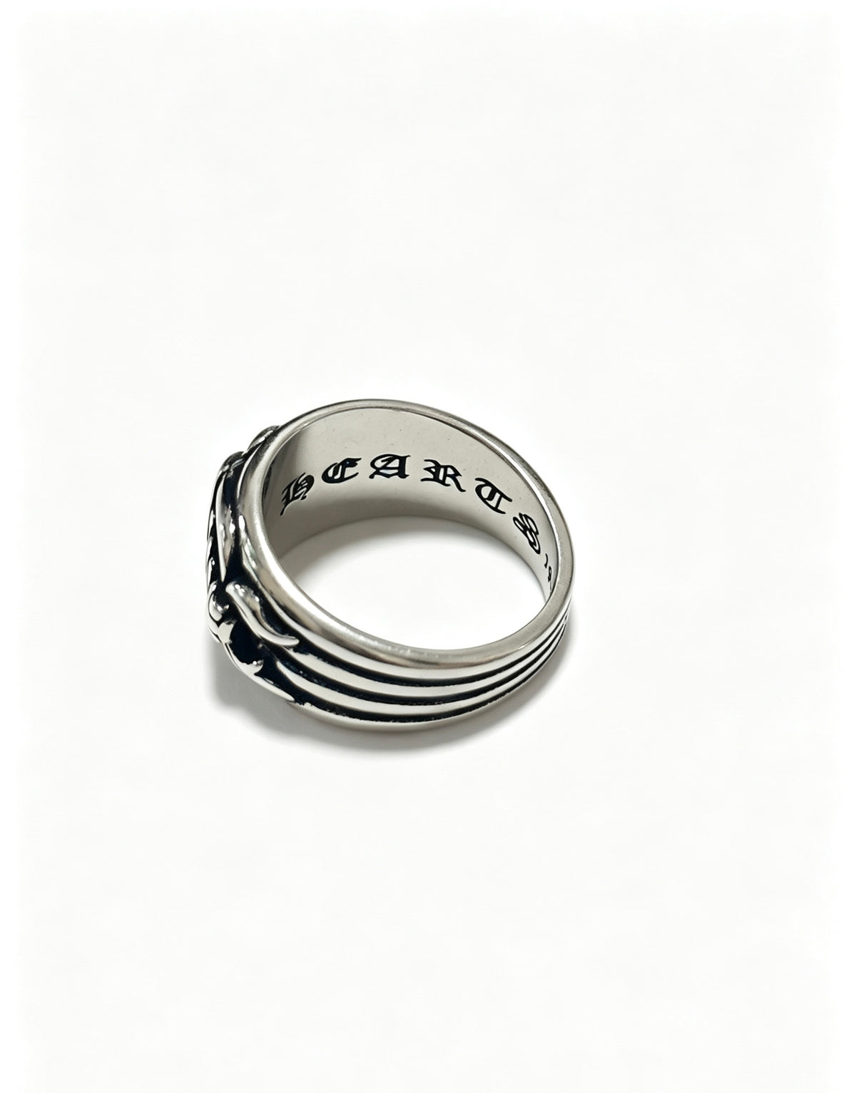 Signature Emblem Statement Ring in Polished Metal-Tone – Design 009 detail view