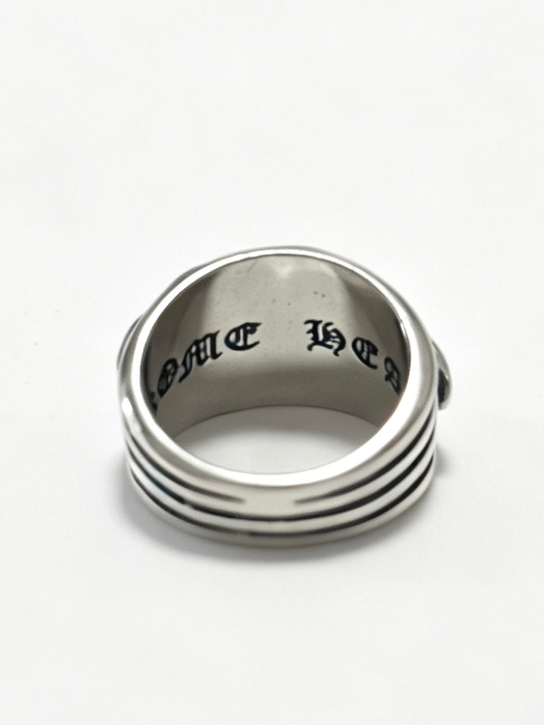 Signature Emblem Statement Ring in Polished Metal-Tone – Design 008 front product view