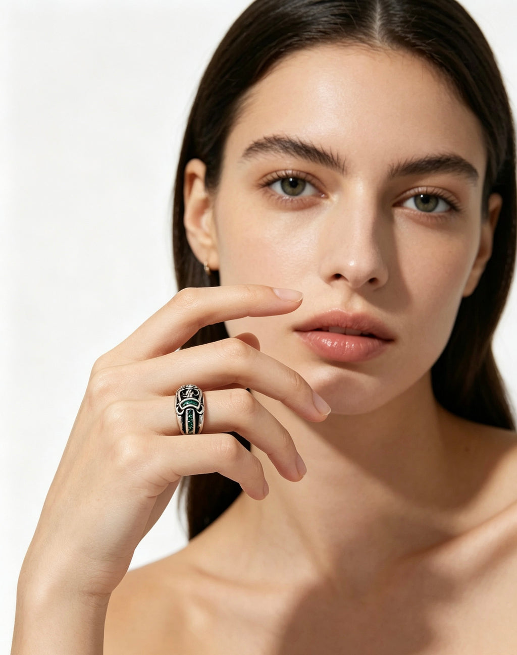 Cross Statement Ring in Metal-Tone – Design 08 front product view
