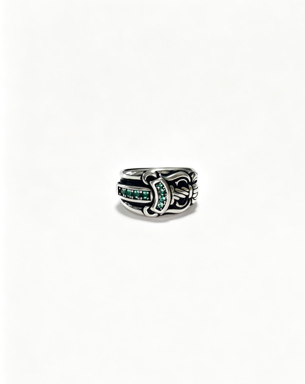 Signature Emblem Statement Ring in Polished Metal-Tone – Design 008 detail view