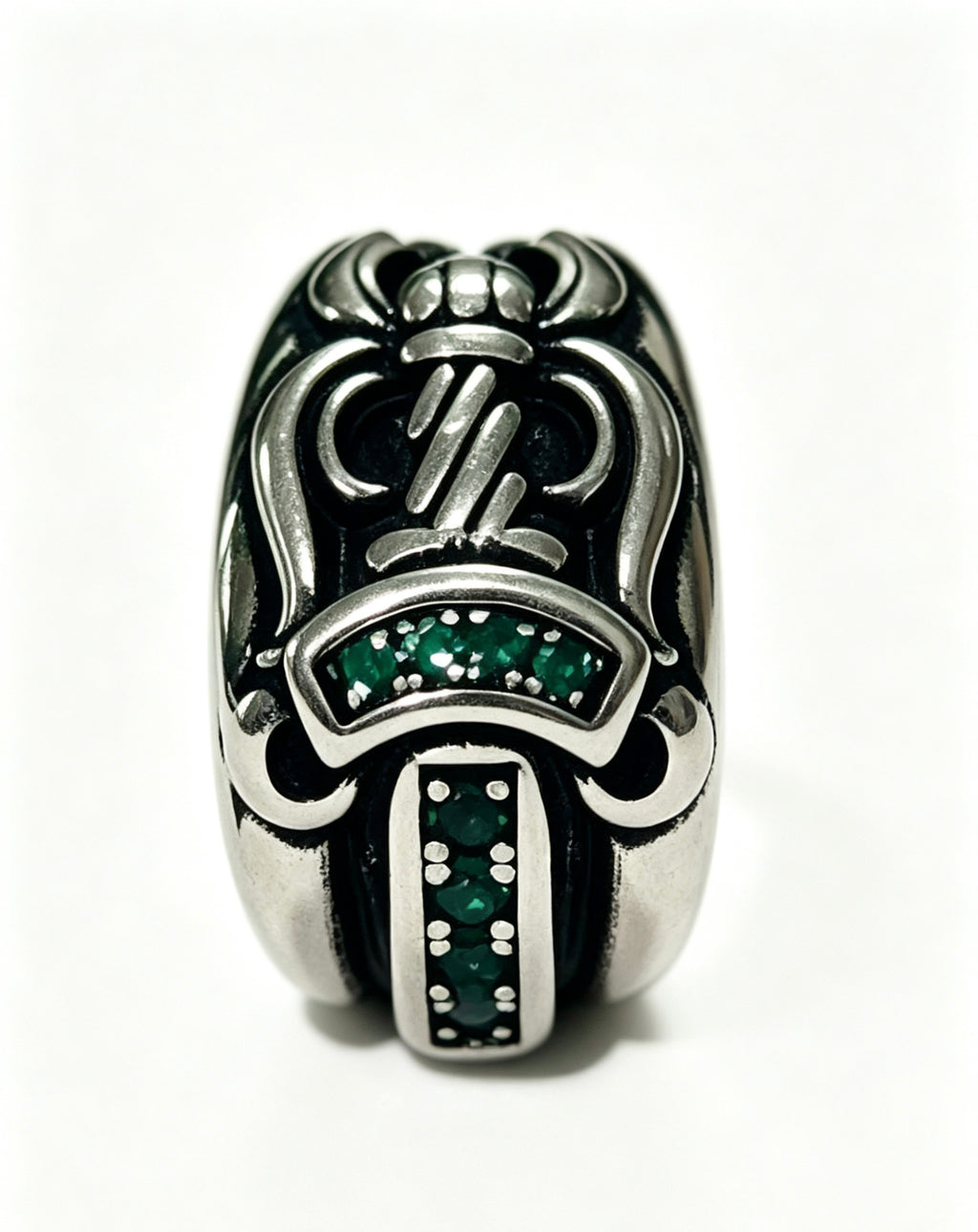 Signature Emblem Statement Ring in Polished Metal-Tone – Design 008 styled product view