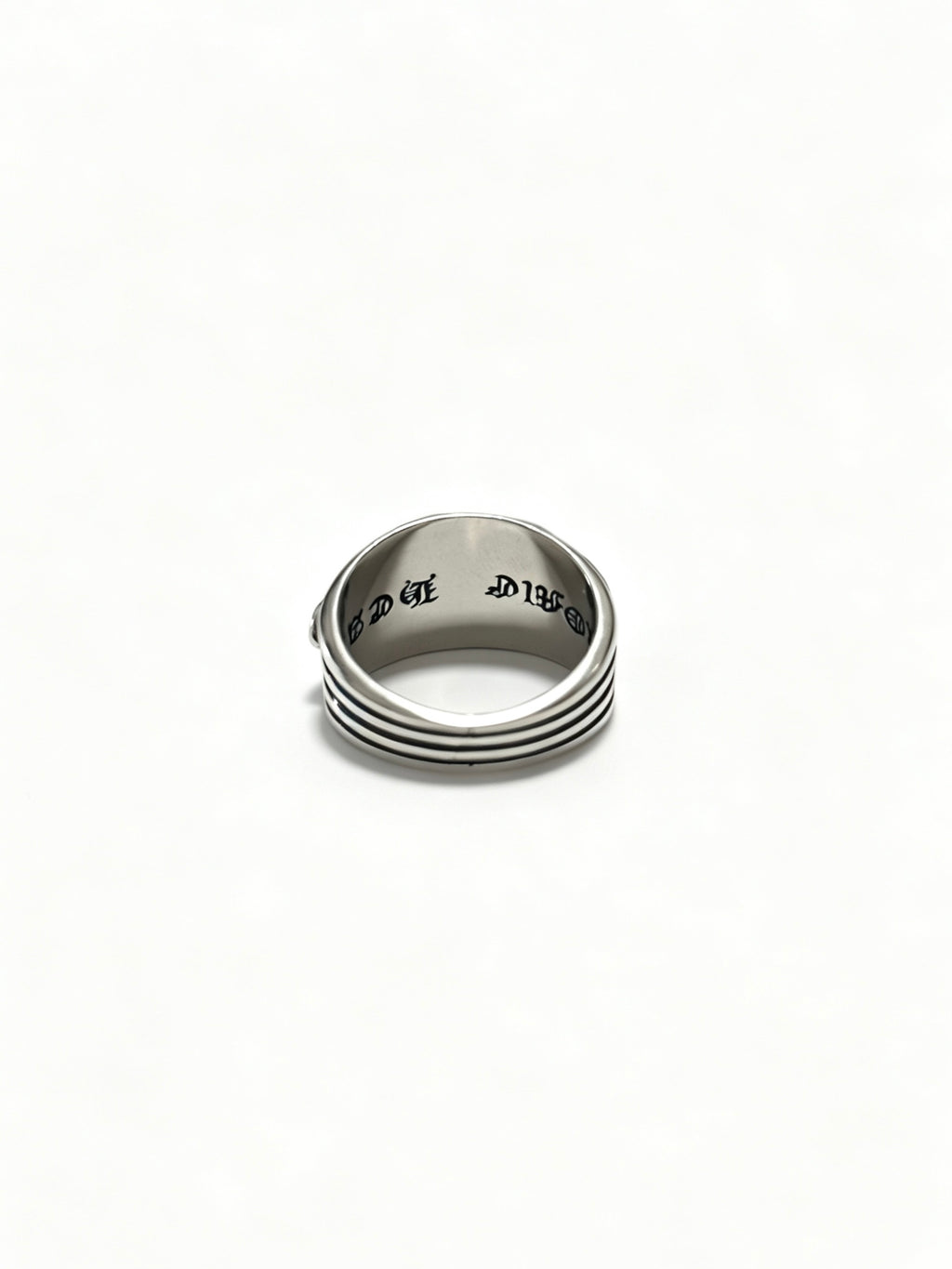 Signature Emblem Statement Ring in Polished Metal-Tone – Design 007 side detail