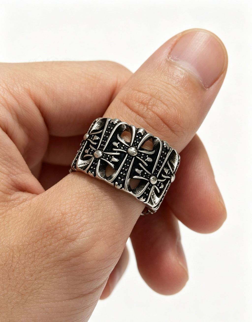 Cross Statement Ring in Metal-Tone – Design 06 front product view